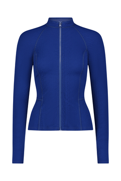Textured Blue Zip Up Athletic Jacket