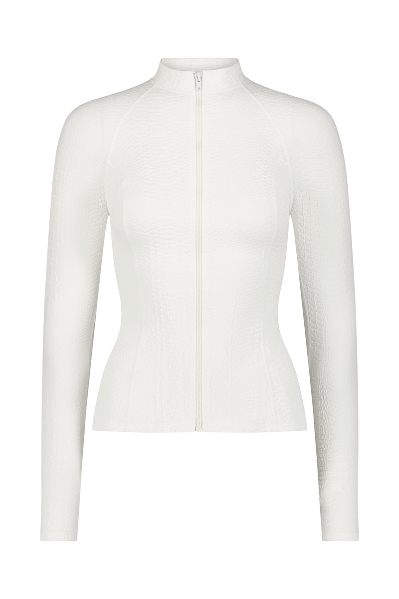 Textured White Athletic Jacket