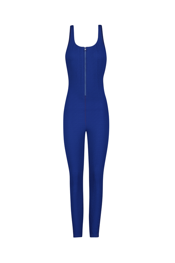Textured Blue Sport Jumpsuit
