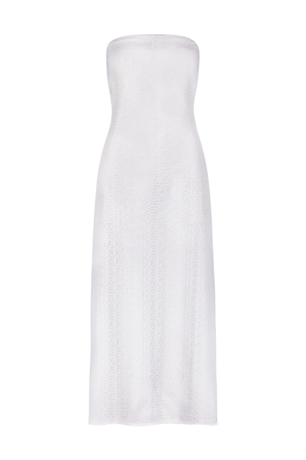 White Cover-Up Dress in Faux Snakeskin Textured Fabric