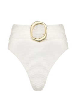 White Bikini Bottom with Gold Ring