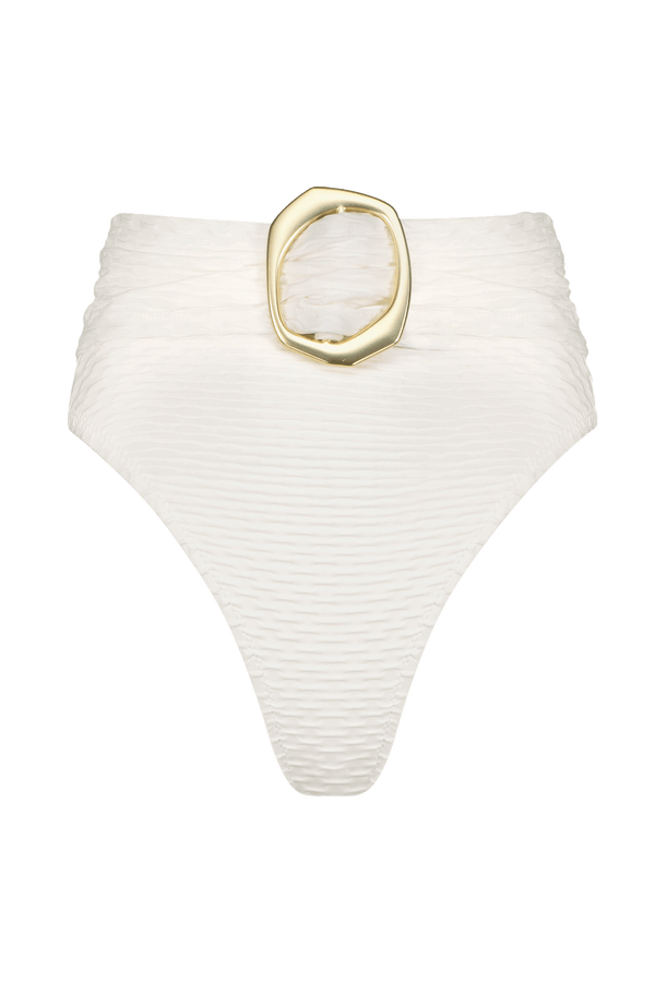 White Bikini Bottom with Gold Ring