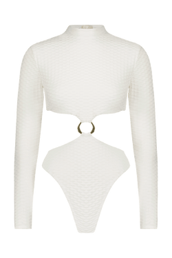 White Scuba Surfsuit with Gold Ring