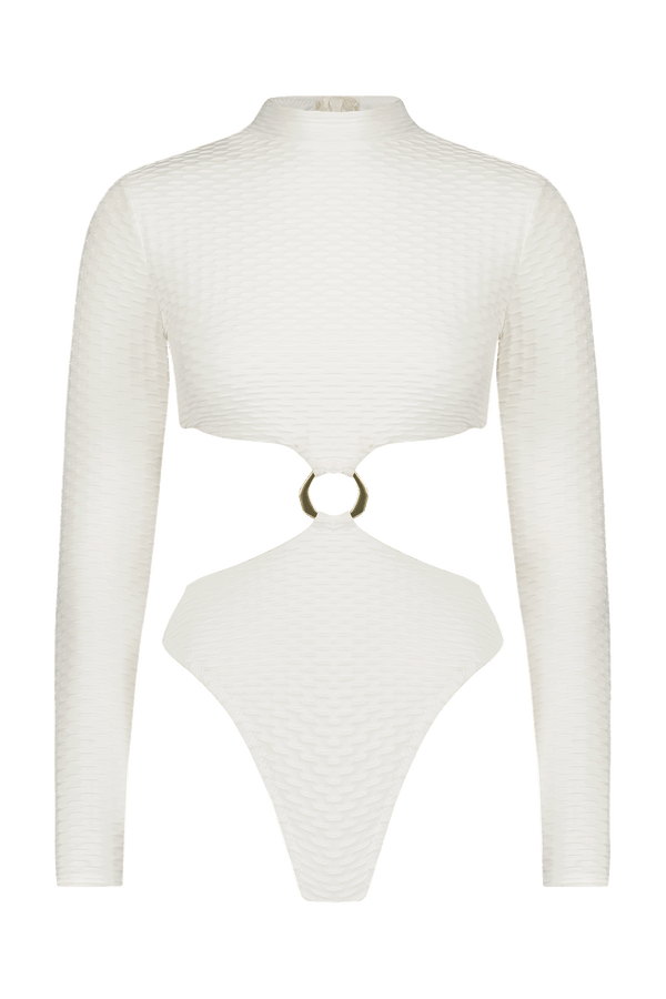 White Scuba Surfsuit with Gold Ring