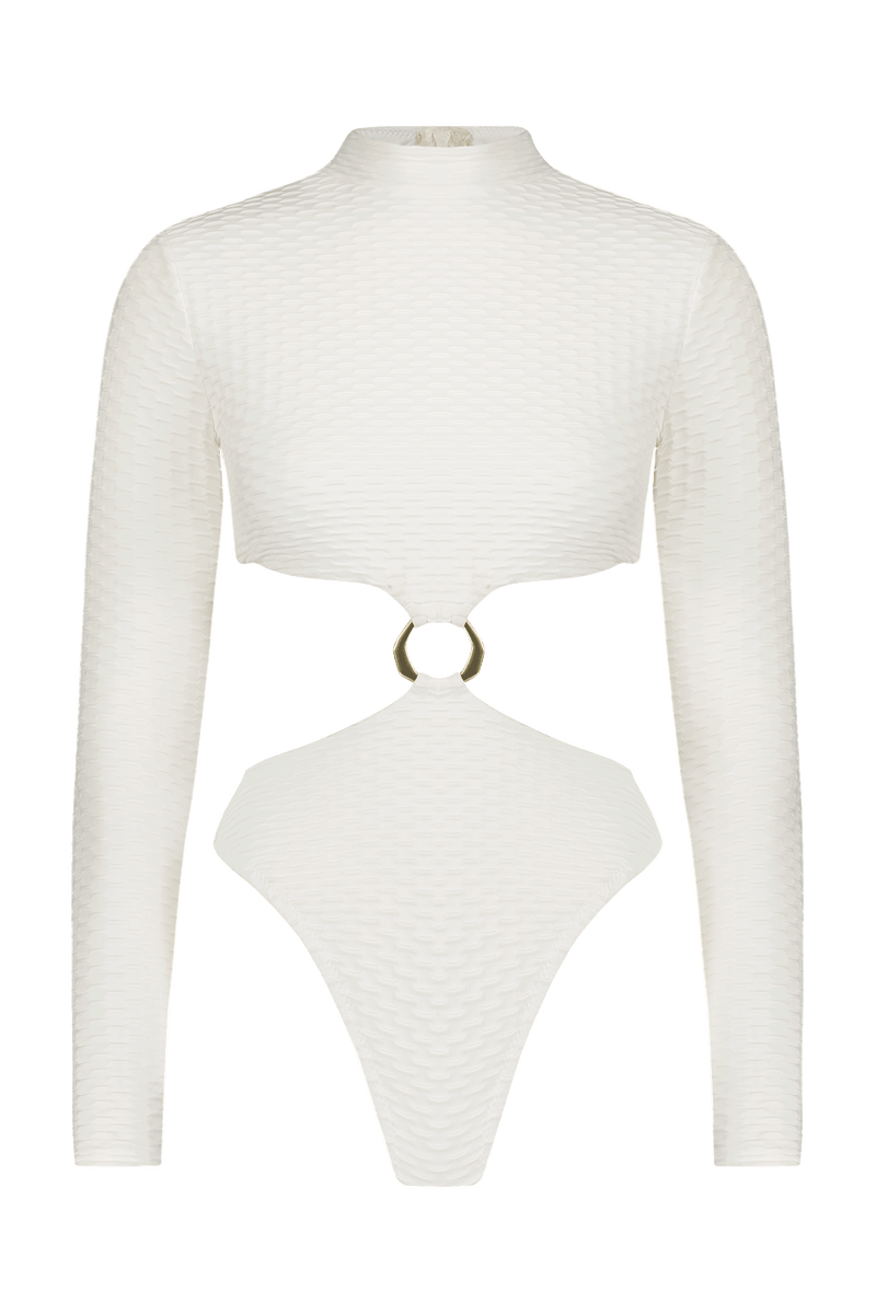 White Scuba Surfsuit with Gold Ring