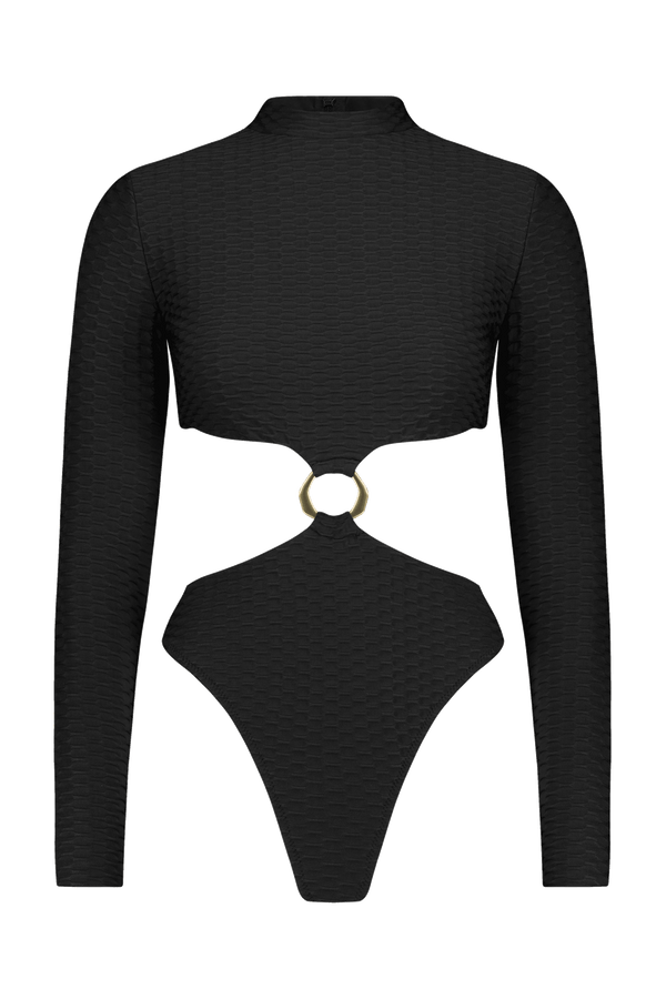 Black Scuba Surfsuit with Gold Ring
