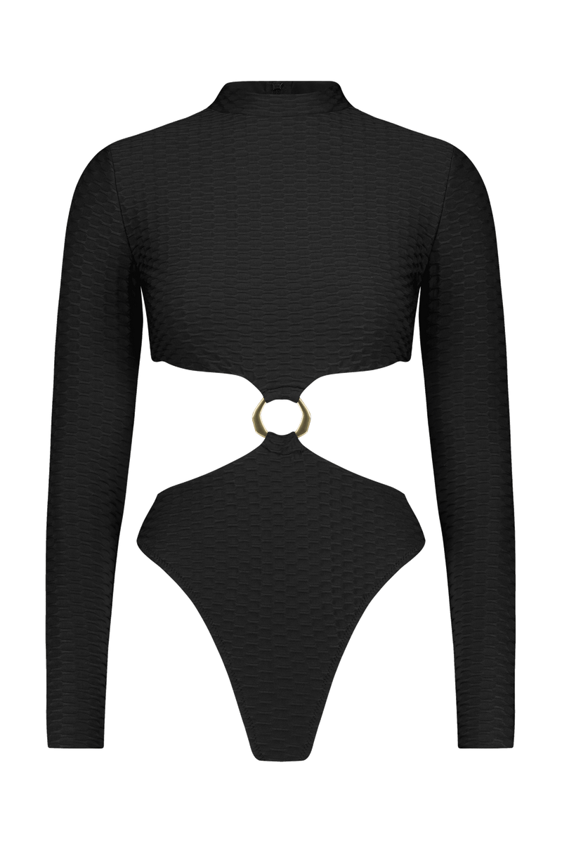 Black Scuba Surfsuit with Gold Ring