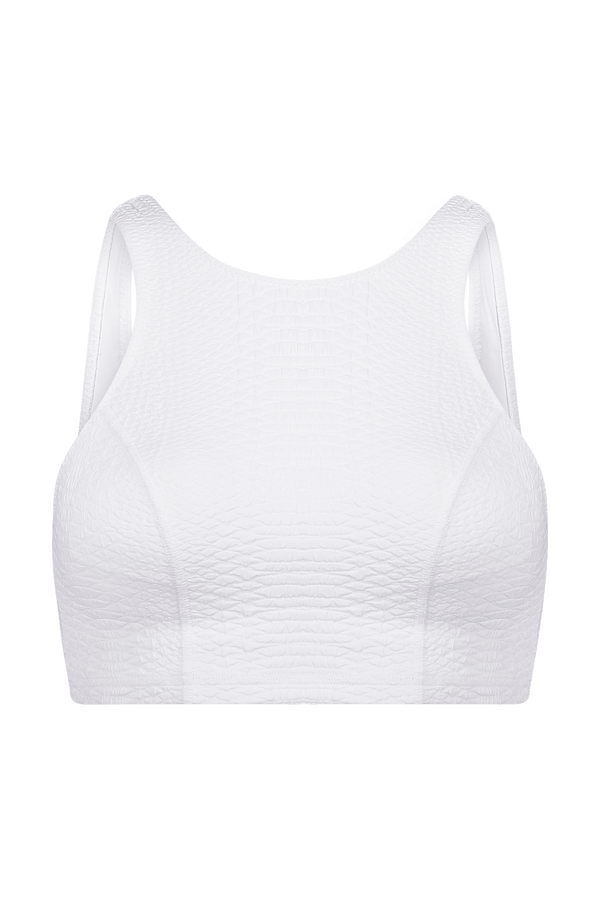 Textured White Sports Bra Tank Top