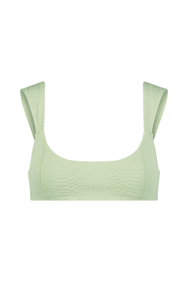 Jade Green Bikini Top in Textured Faux Snakeskin Fabric