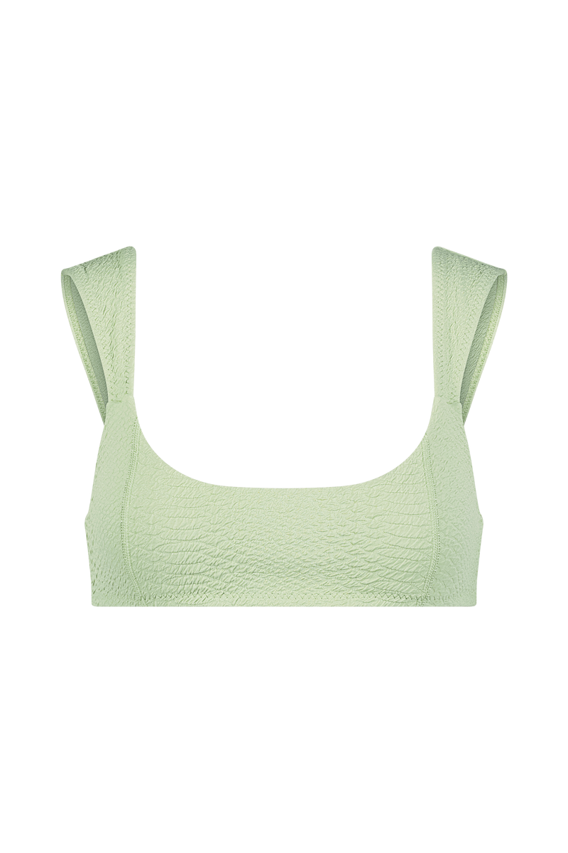 Jade Green Bikini Top in Textured Faux Snakeskin Fabric