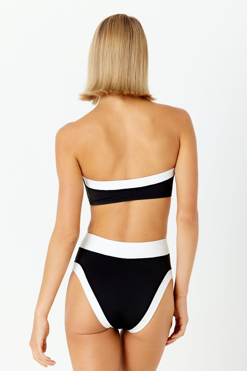 Black and White Bandeau Bikini Top