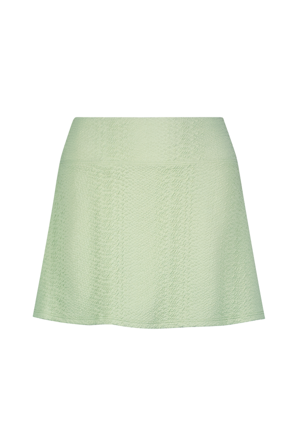 Jade Green Tennis Skirt in Faux Snakeskin Textured Fabric