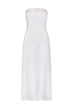White Cover-Up Dress in Faux Snakeskin Textured Fabric