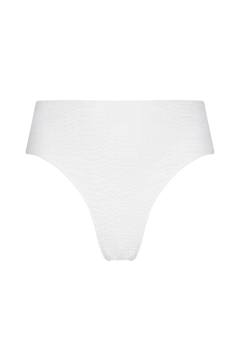 White Bikini Bottom in Textured Faux Snakeskin Fabric