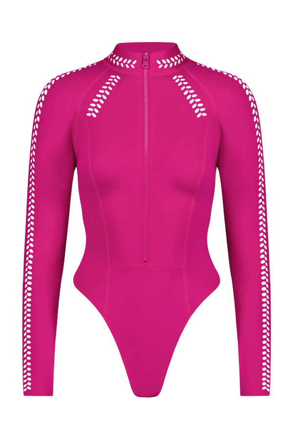 Pink Long Sleeve Scuba Surfsuit with Full Coverage Bottom