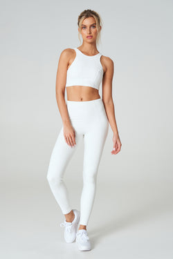 Textured White Sports Bra Tank Top