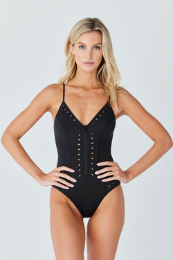 ALEXANDRA ONE PIECE FULL COVERAGE SWIMSUIT IN BLACK