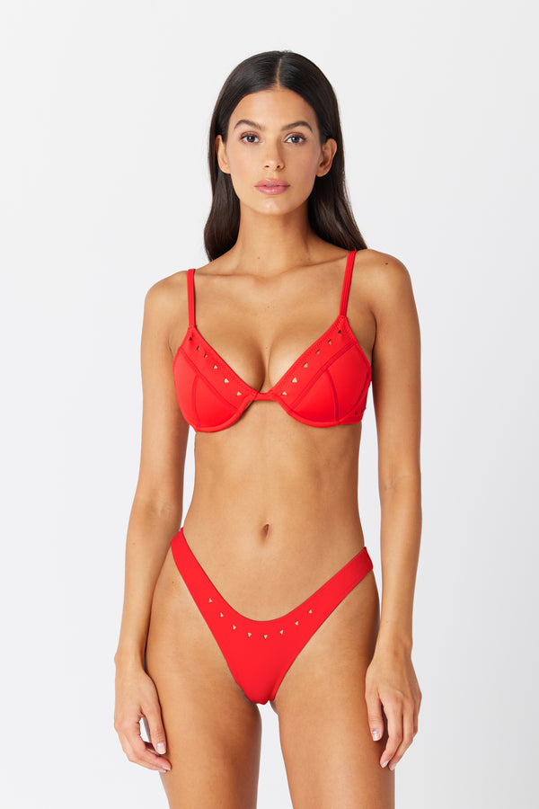 Jaclyn Scuba Bikini Bottom in Red