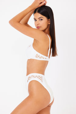 Amy Bottom White Faux Leather