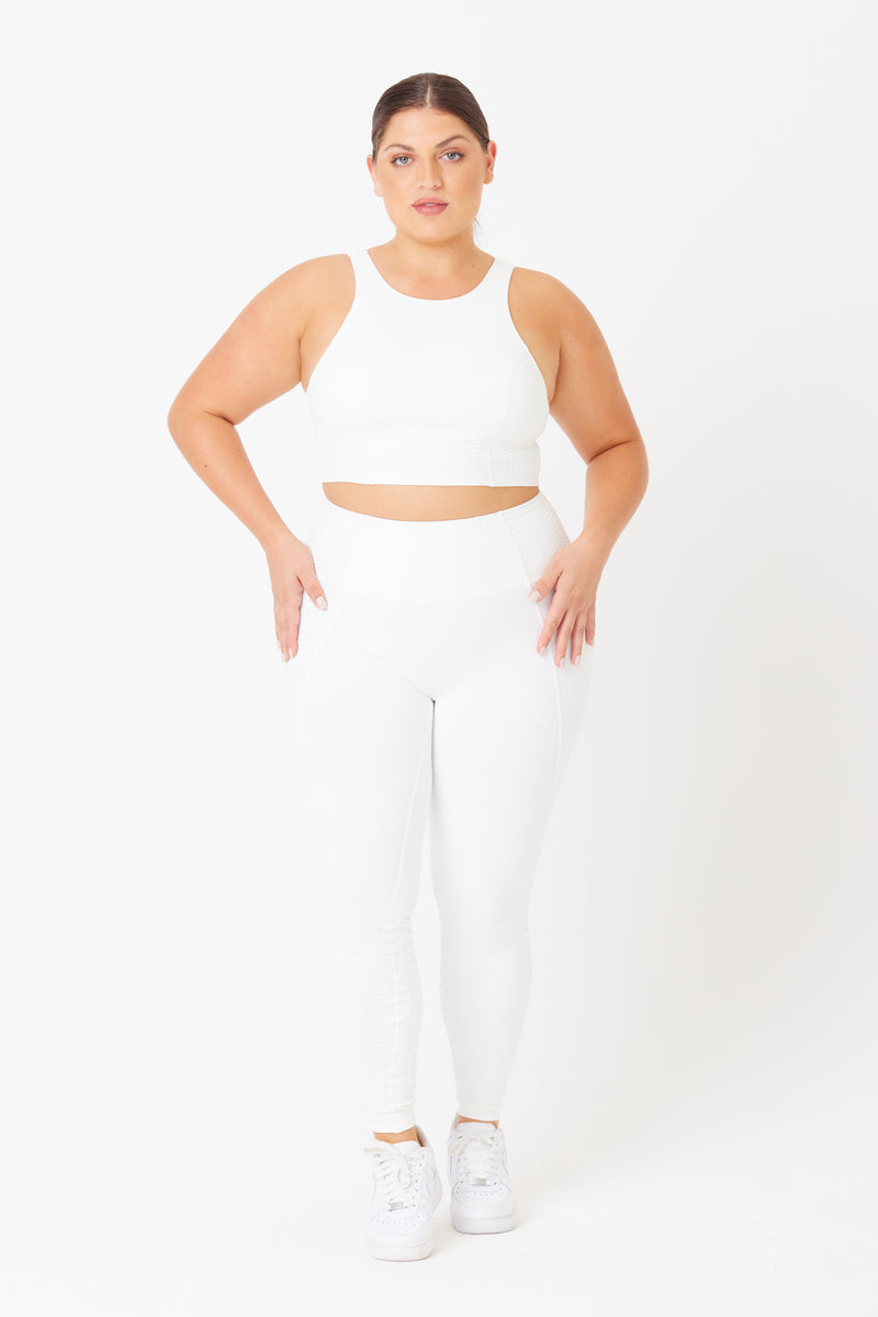 Textured White Sports Legging