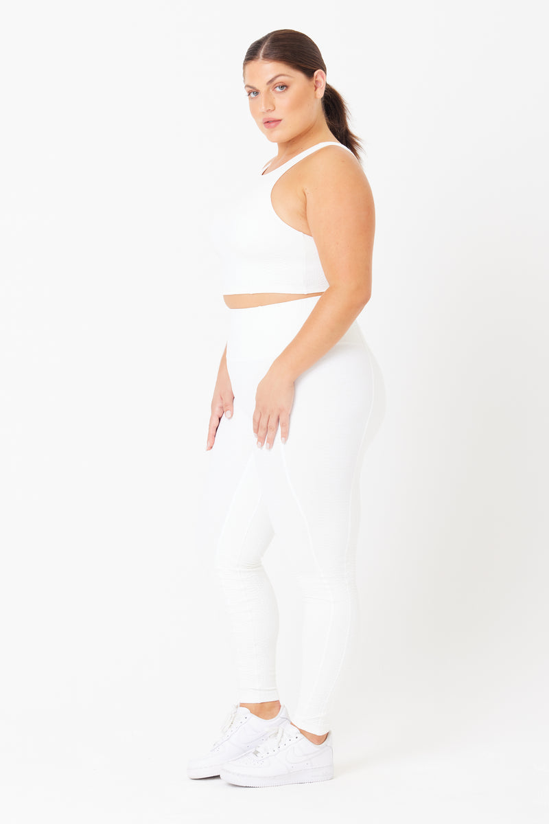 Textured White Sports Legging