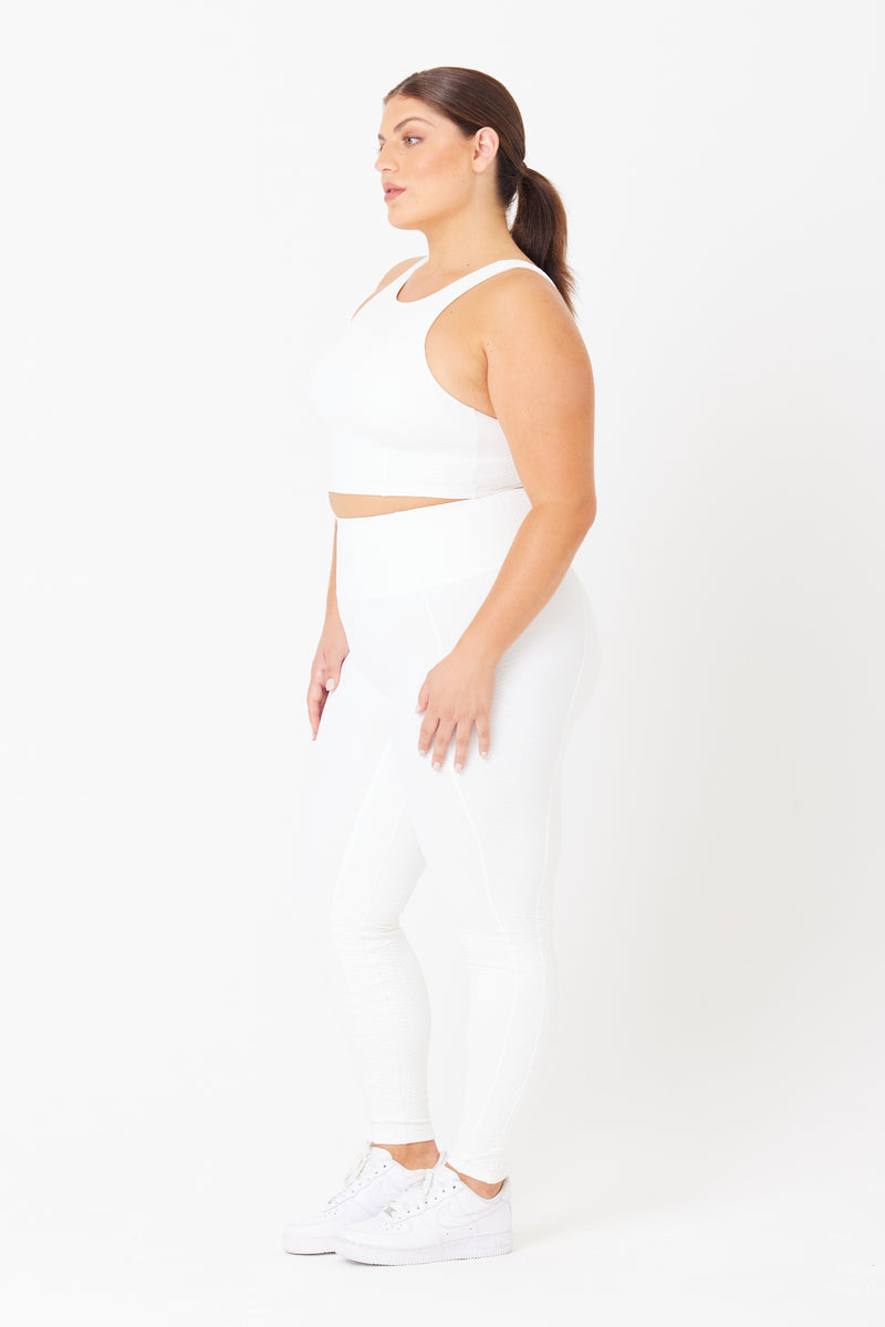 Textured White Sports Legging