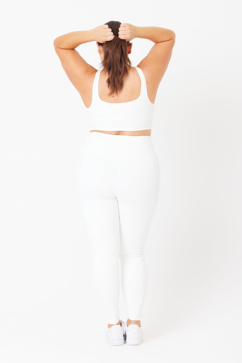 Textured White Sports Legging