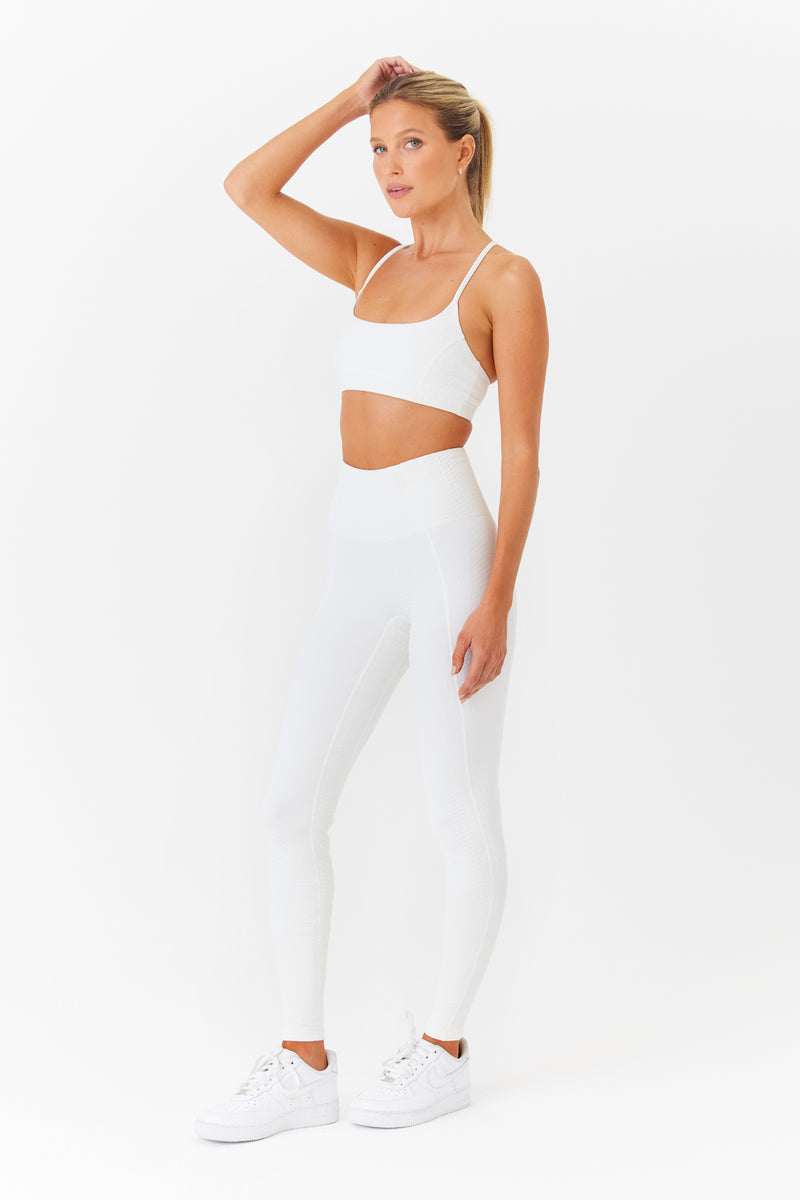 Textured White Sports Legging