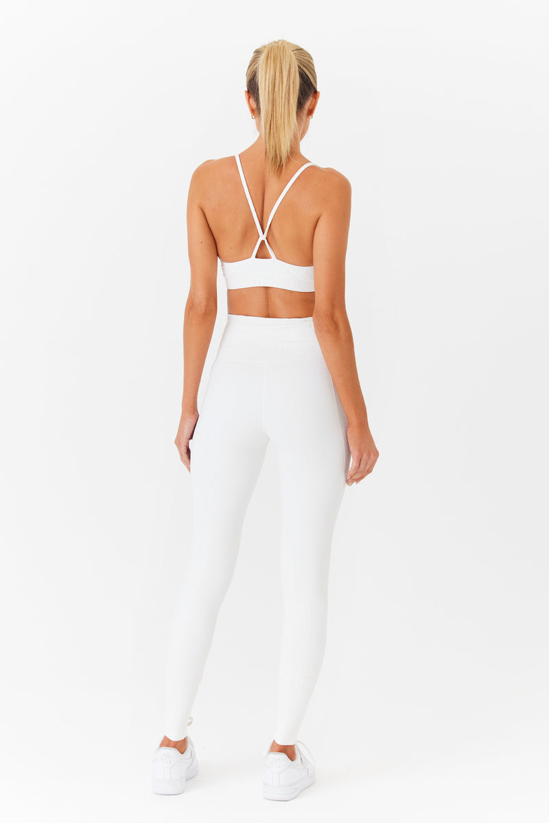 Textured White Sports Legging