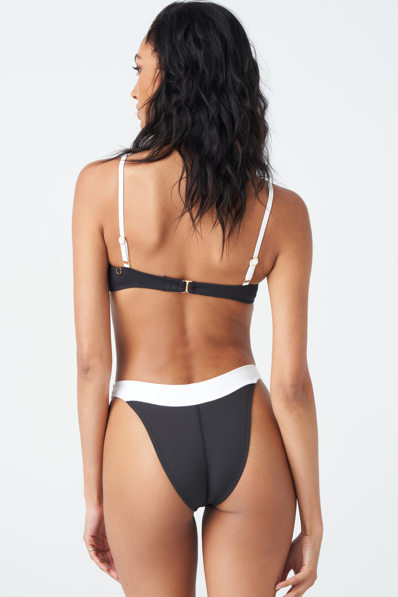 Emerson Bikini Top with Brett Bikini Bottom in Black and White Colorblock